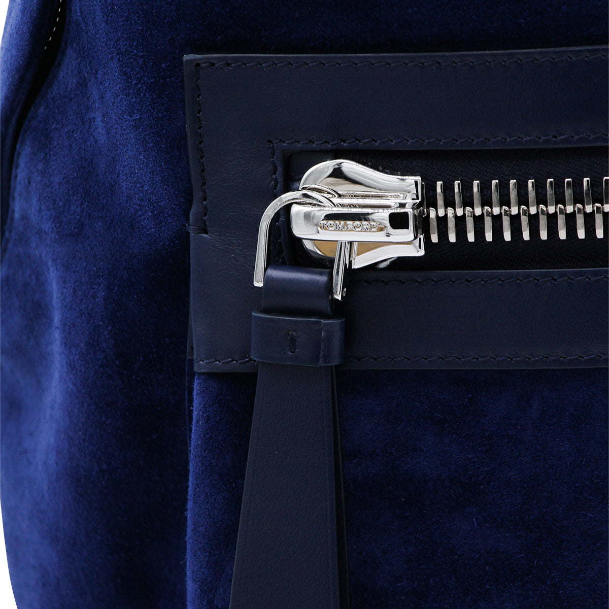 Navy Suede Backpack with Front Zip Pocket