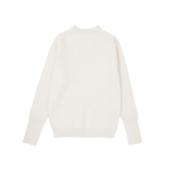 Merino Wool Sweater with High Neckline and Ribbed Texture