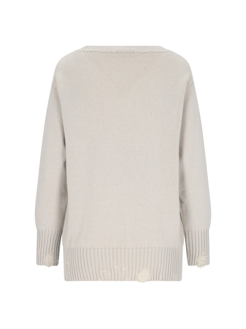 Destroyed Details Sweater In Grey Cashmere