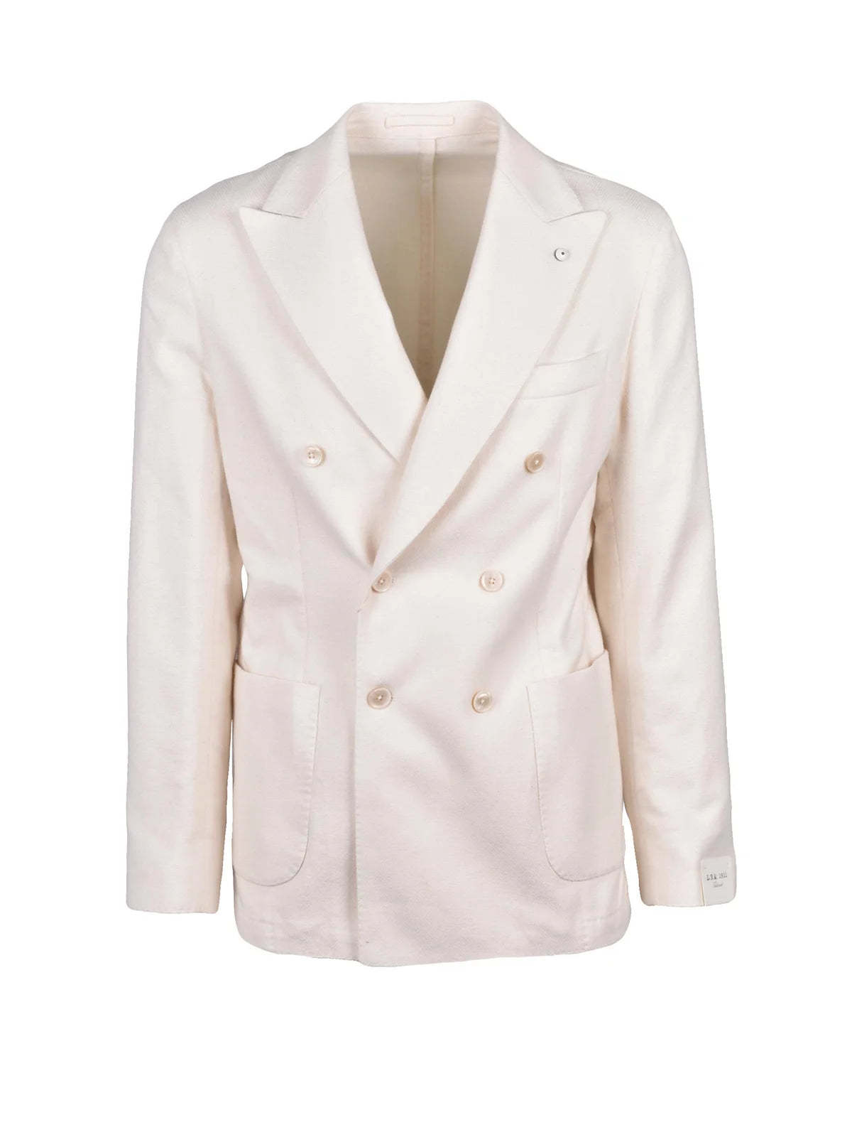 Beige Cotton Double-Breasted Jacket