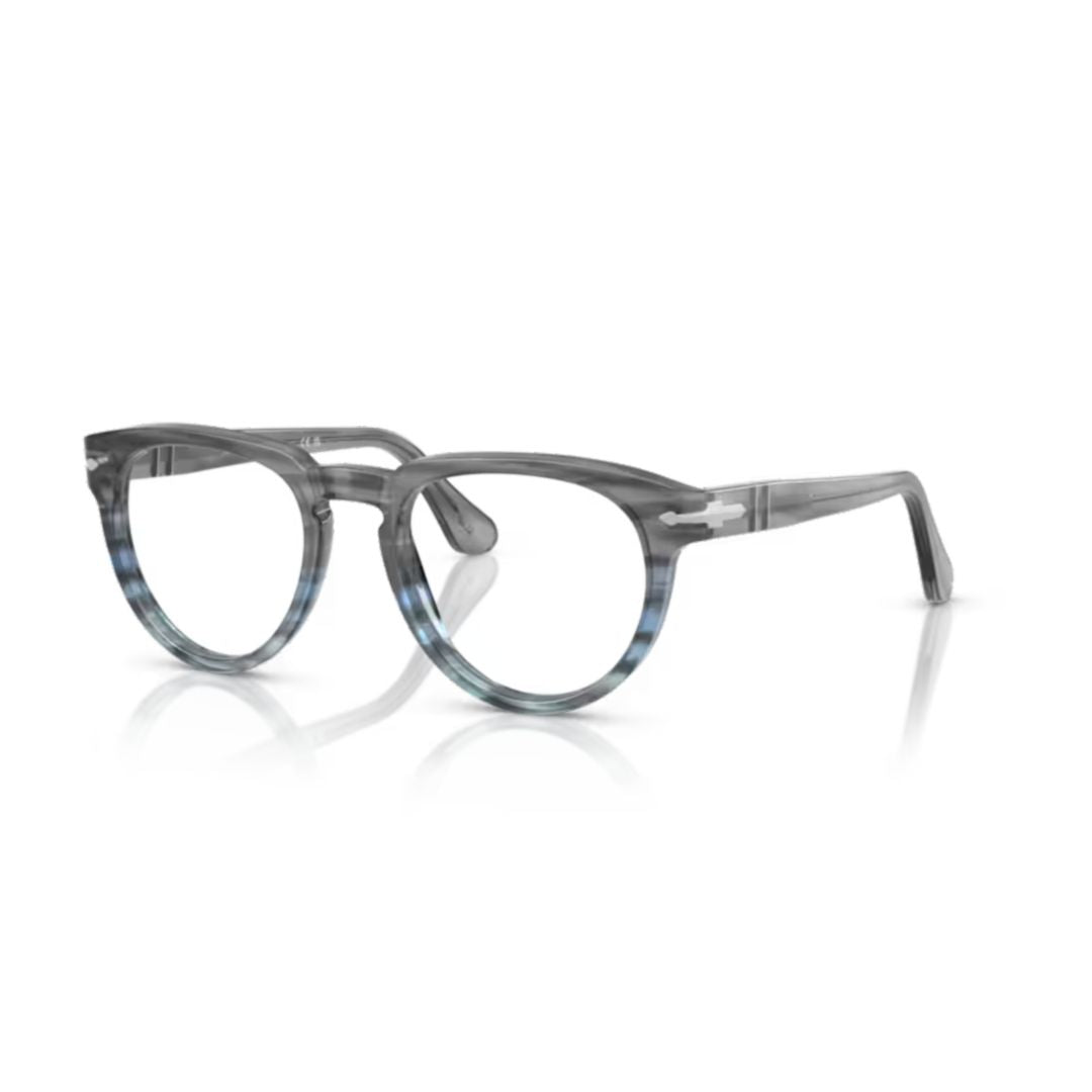 0po3377v Translucent Grey Acetate Eyeglasses with Blue Accents