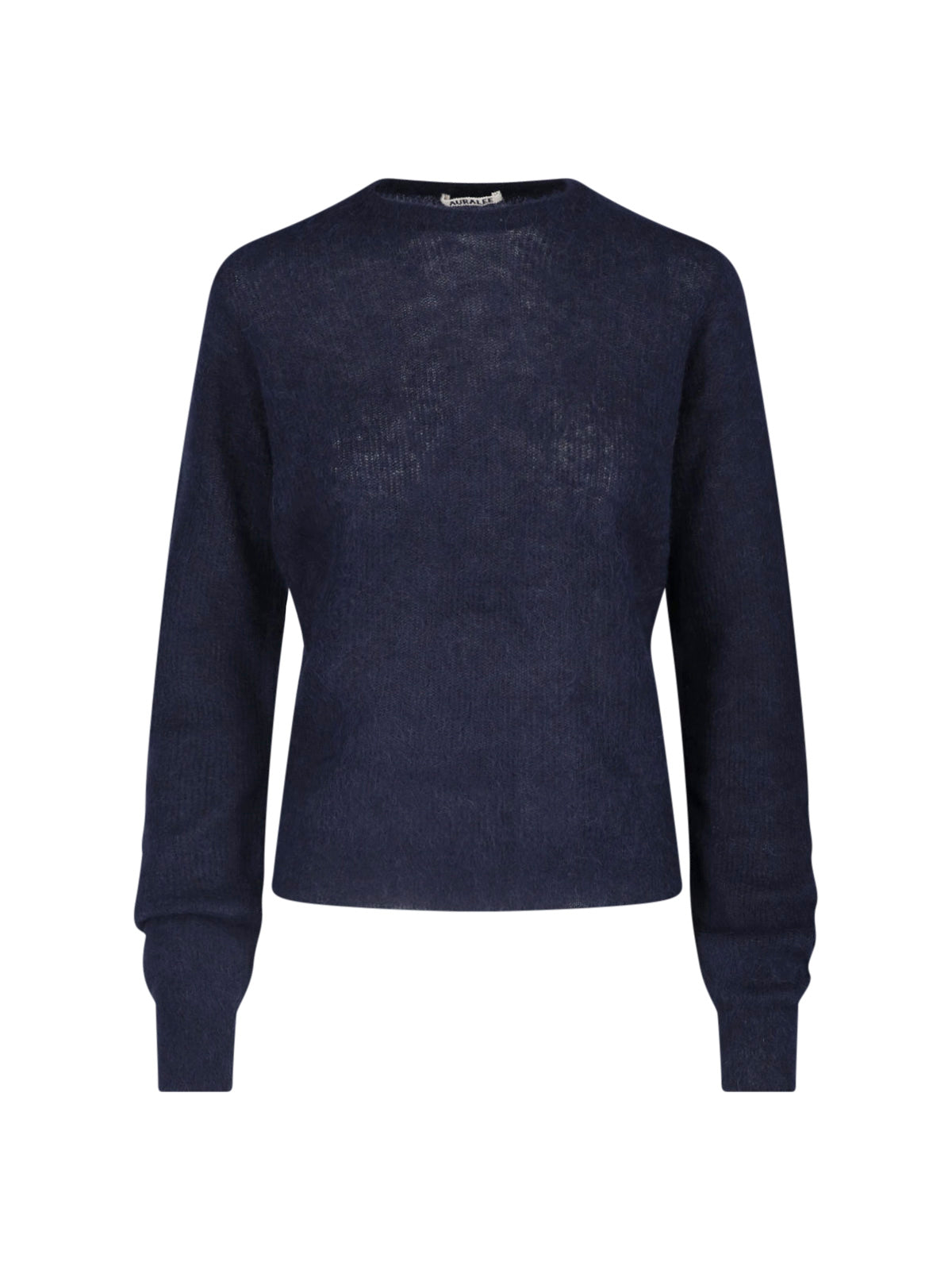 Blue Fuzzy Textured Cropped Sweater