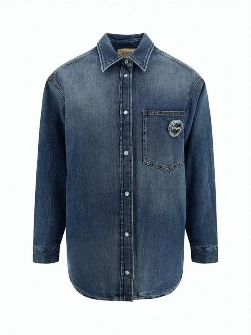 Denim Shirt with Button-Down Front