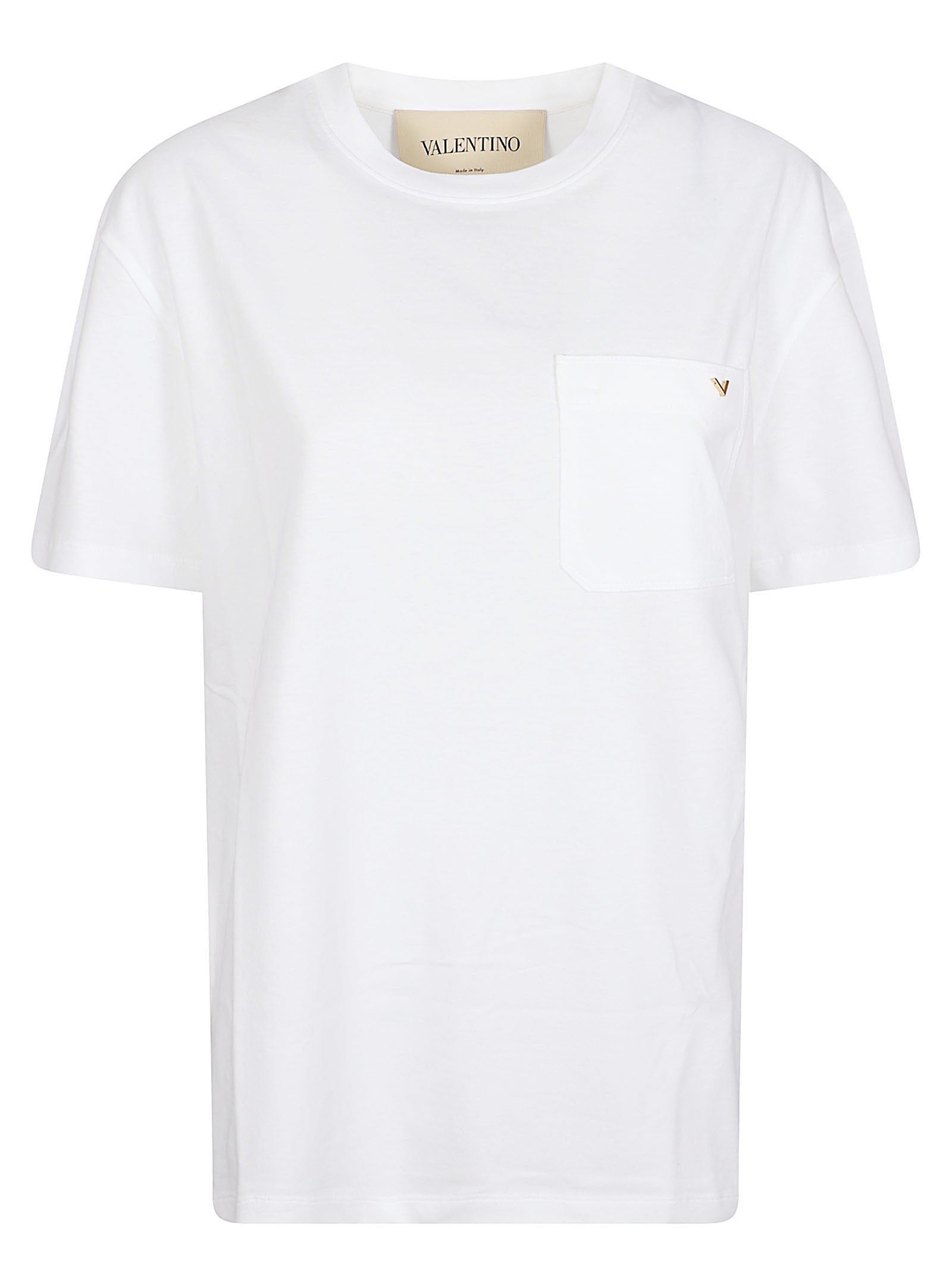 White Short-Sleeve T-Shirt with Metallic Emblem
