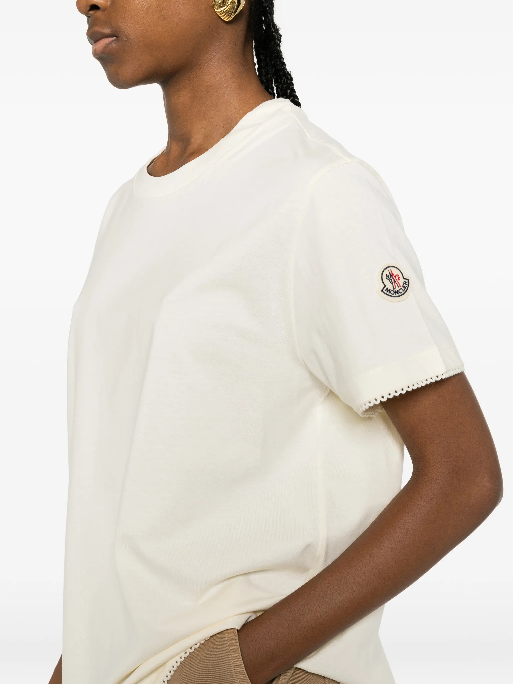 Black Scalloped Edge Short-Sleeved Top