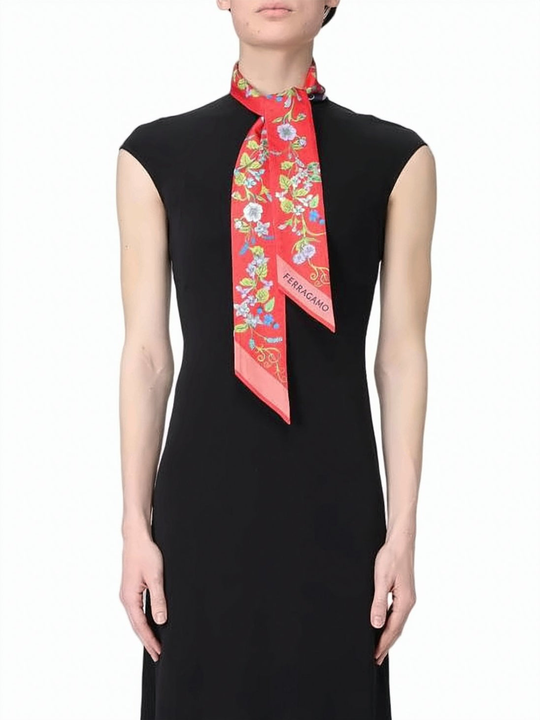 Long Silk Scarf with Floral Pattern