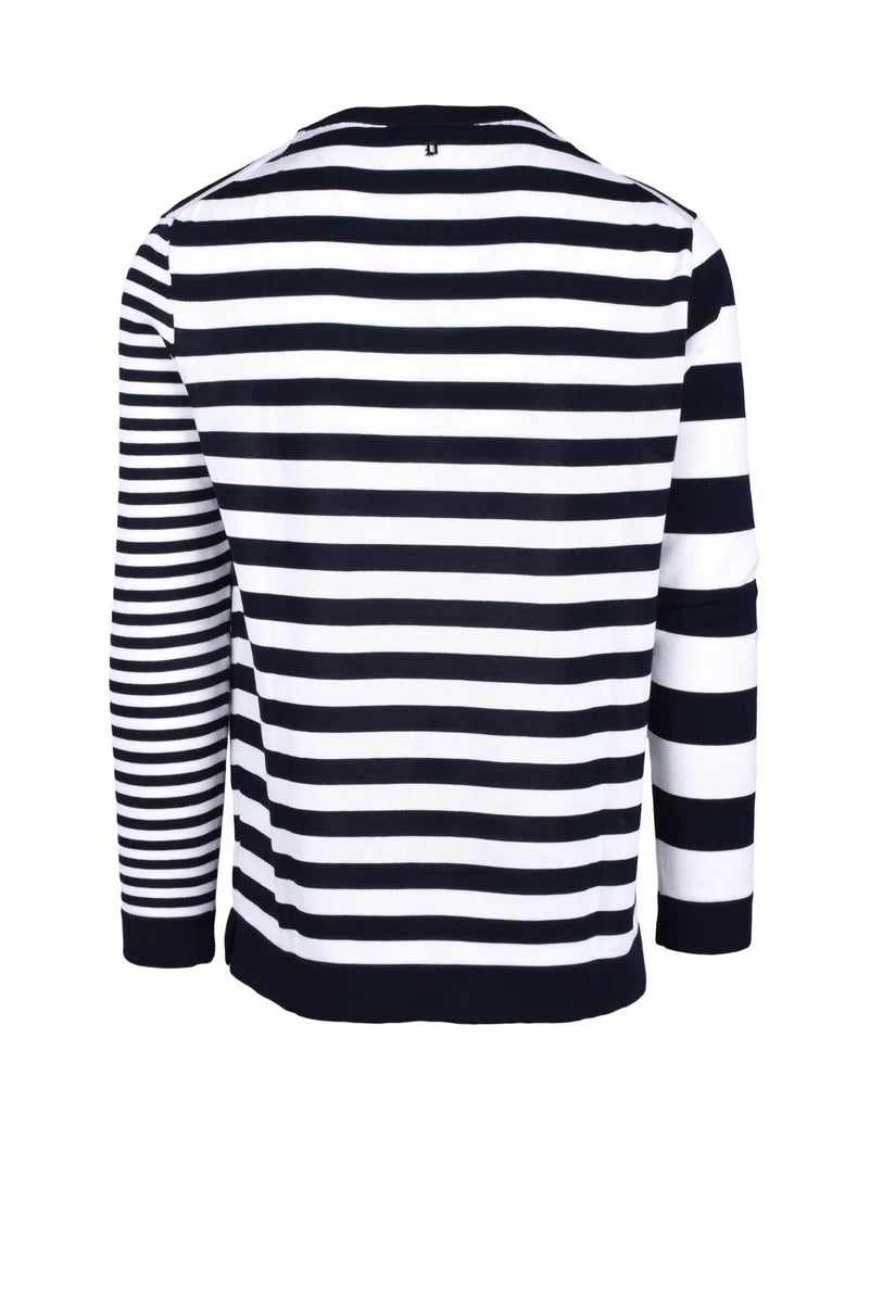 Cotton Pullover Sweater with Striped Pattern