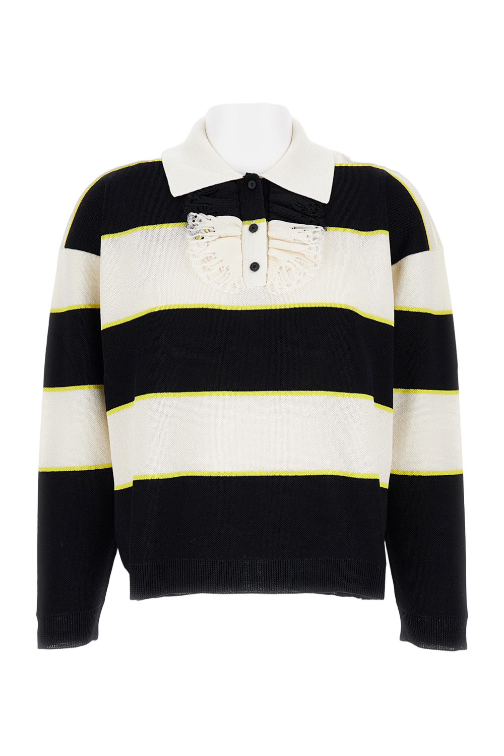 Silk Polo With Ruffled Front Buttoning