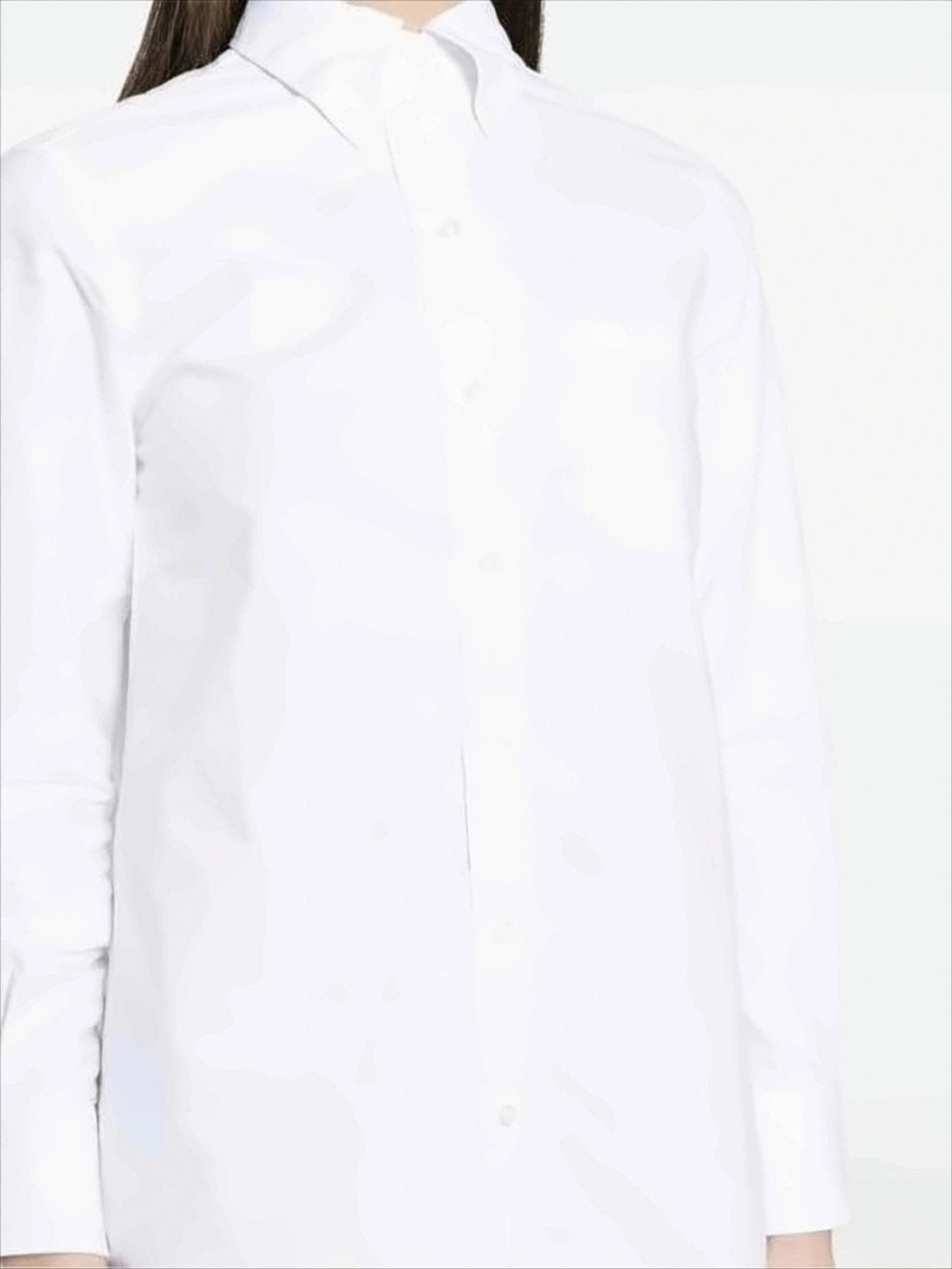 Classic White Midi Dress with Button-Down Front and Pointed Collar