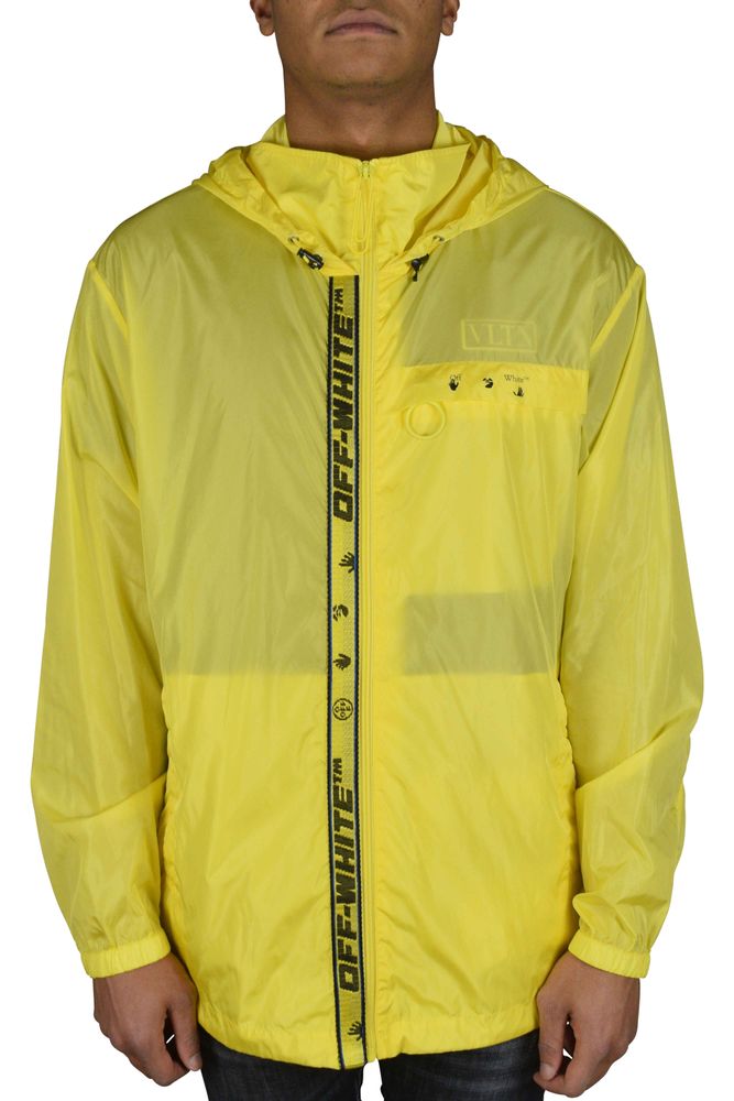 Yellow Off-White Windbreaker With Iconic Logo Accents