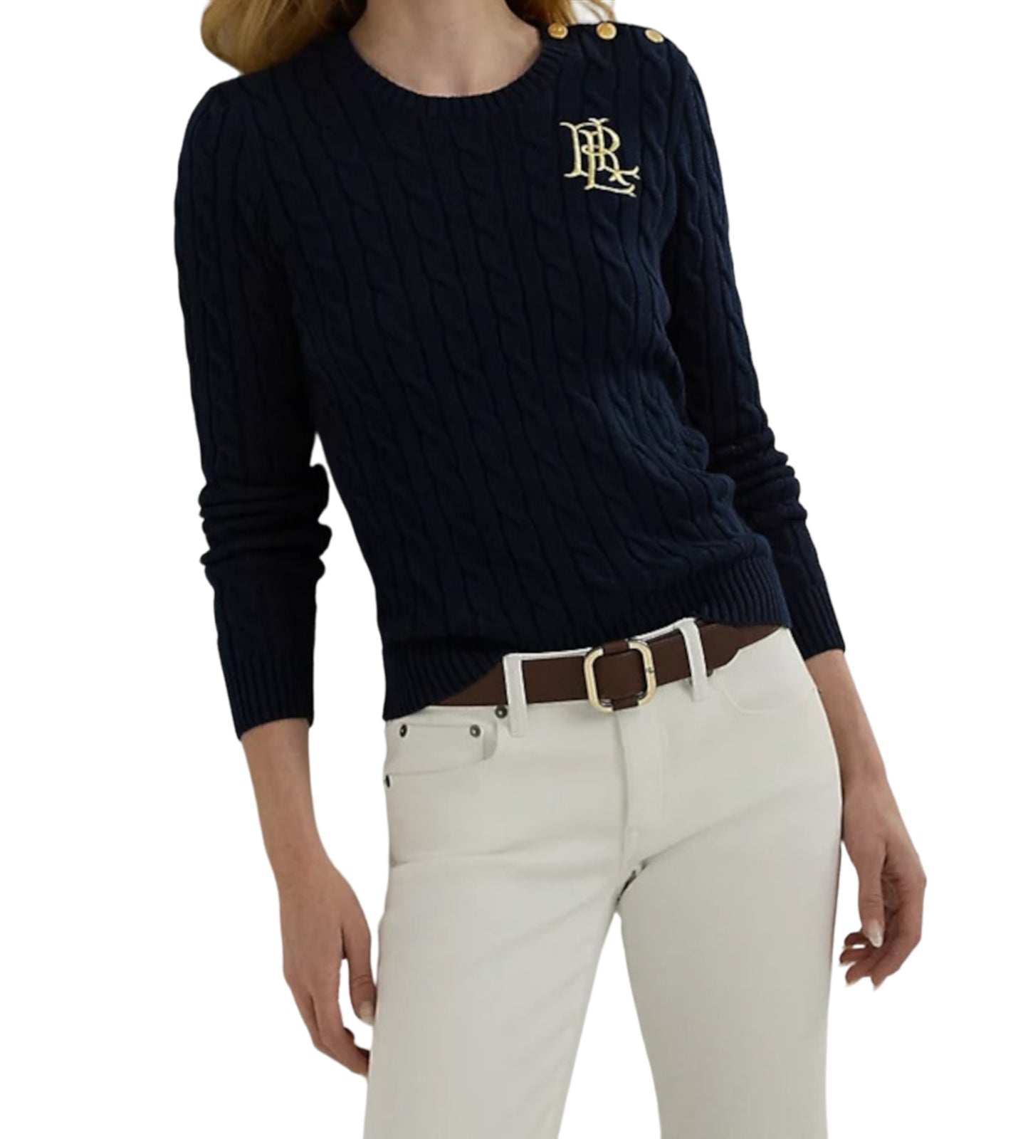 Navy Blue Montiva Cotton Pullover Sweater