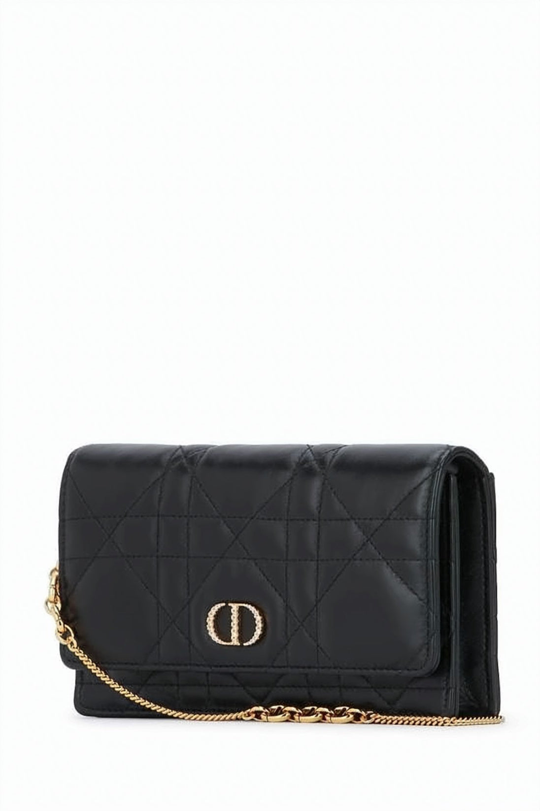 Quilted Lambskin Clutch With Gold-Tone Chain Strap