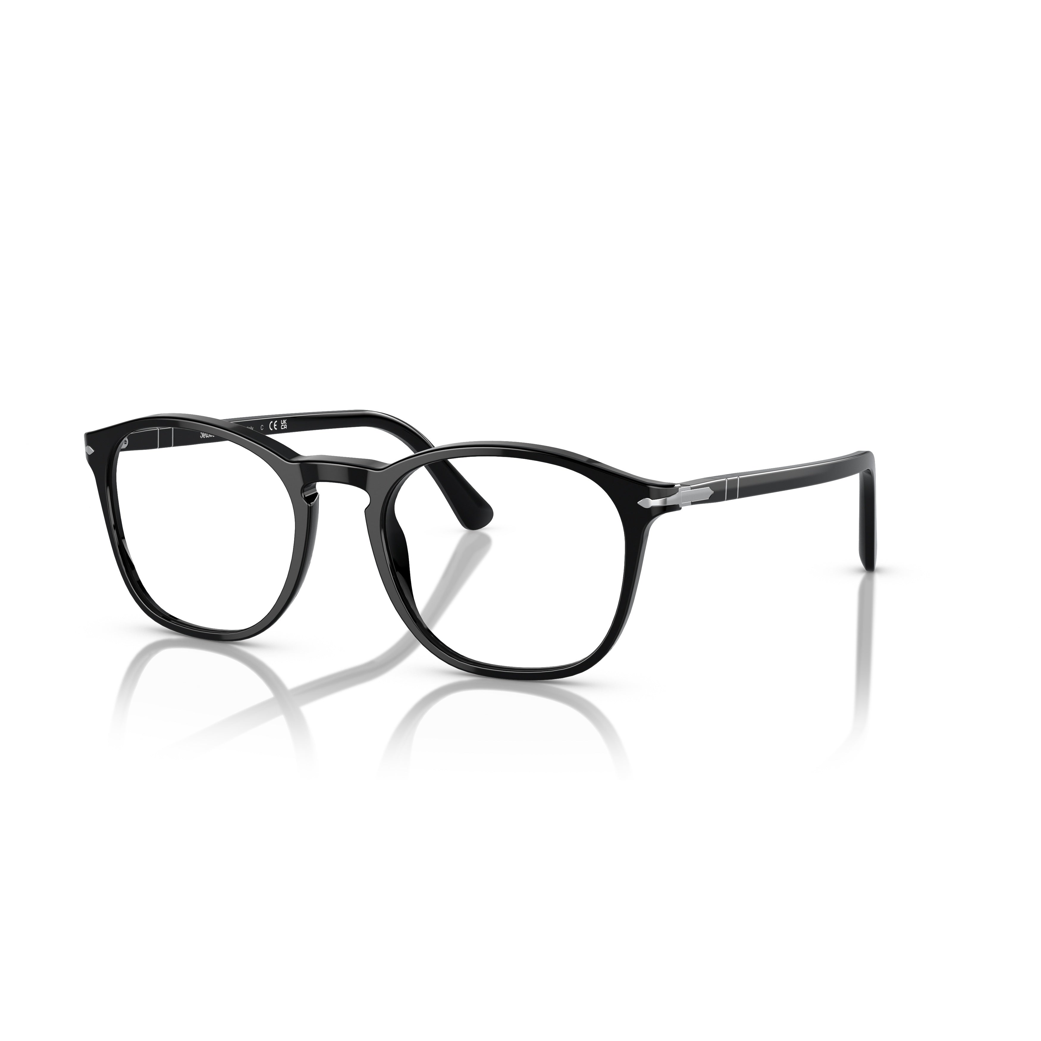 0po3007vm Classic Round Frame Acetate Sunglasses with Silver Accents