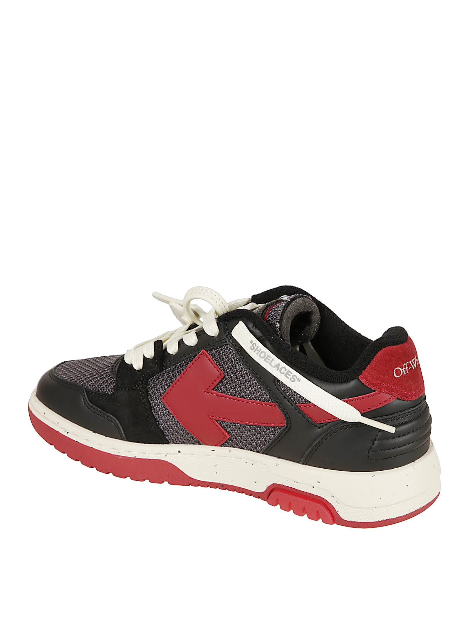 Sporty Black Mesh And Leather Off-White Sneakers