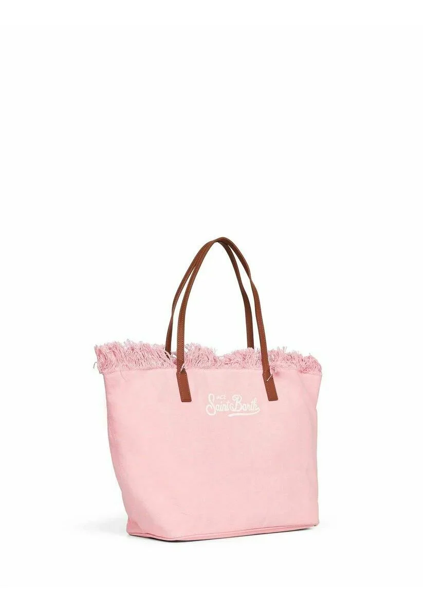 Spacious Pink Tote Bag with Fringed Edge