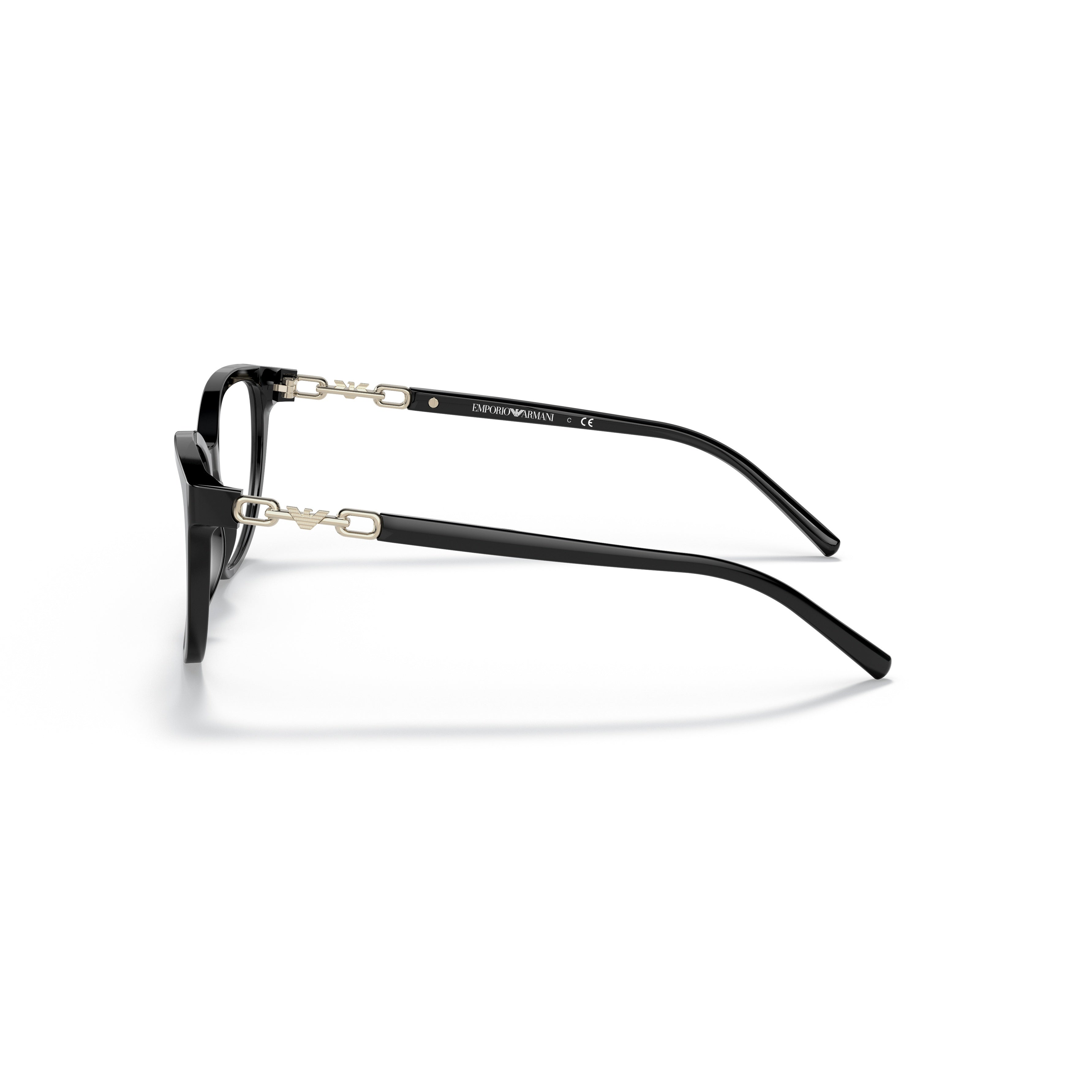 0ea3190 Glossy Black Cat-Eye Sunglasses with Chain-Link Accents