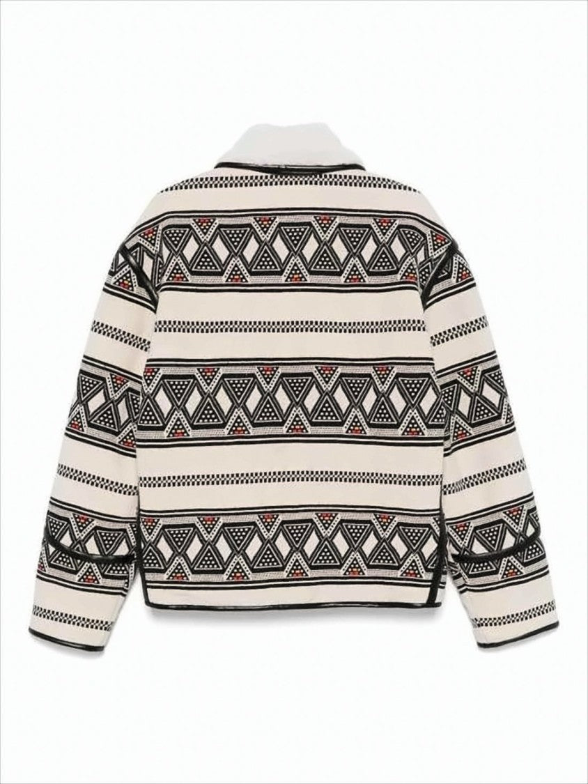 Geometric Pattern Zip-Up Jacket