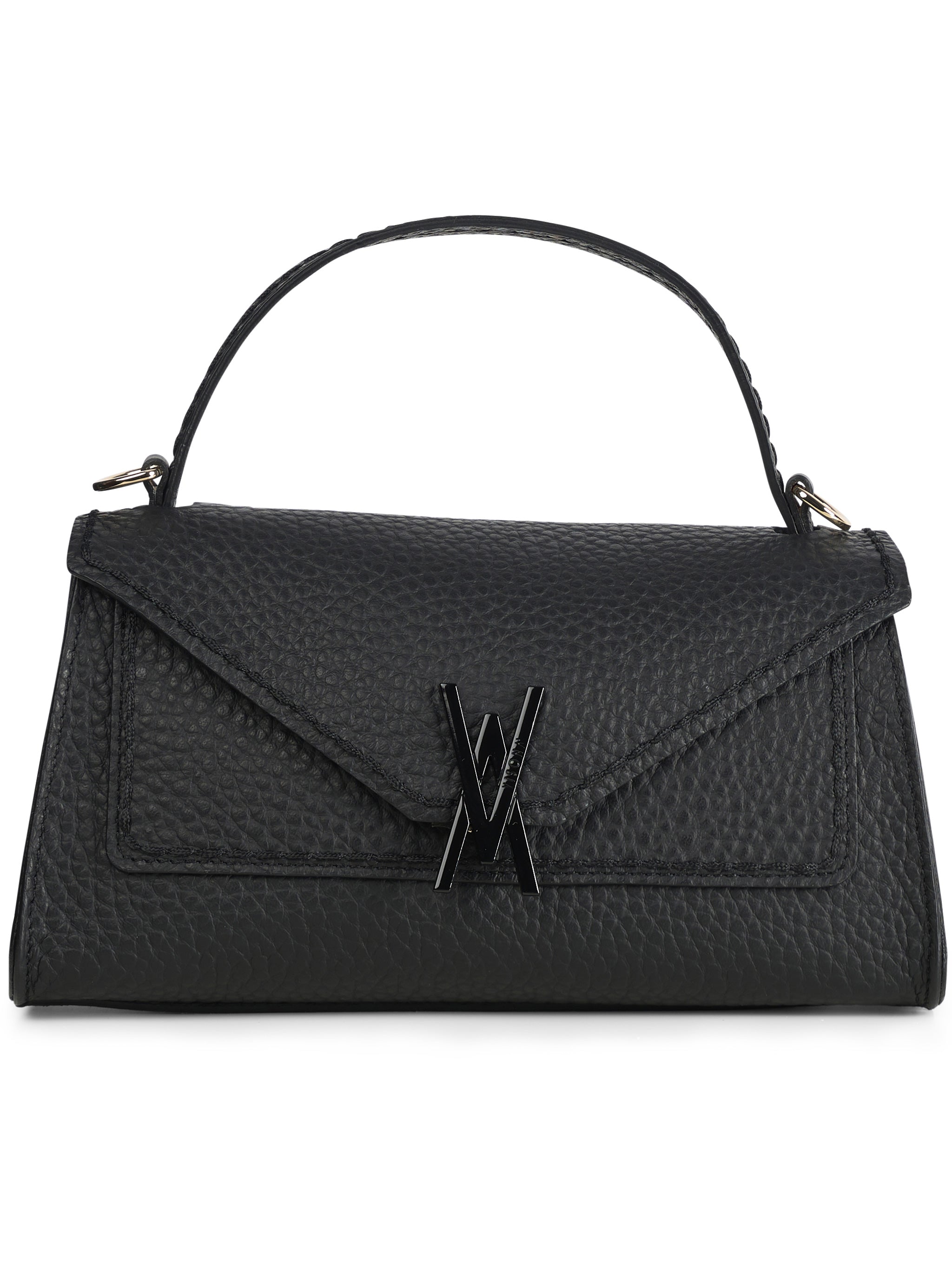 Black Queen Structured Textured Shoulder Bag