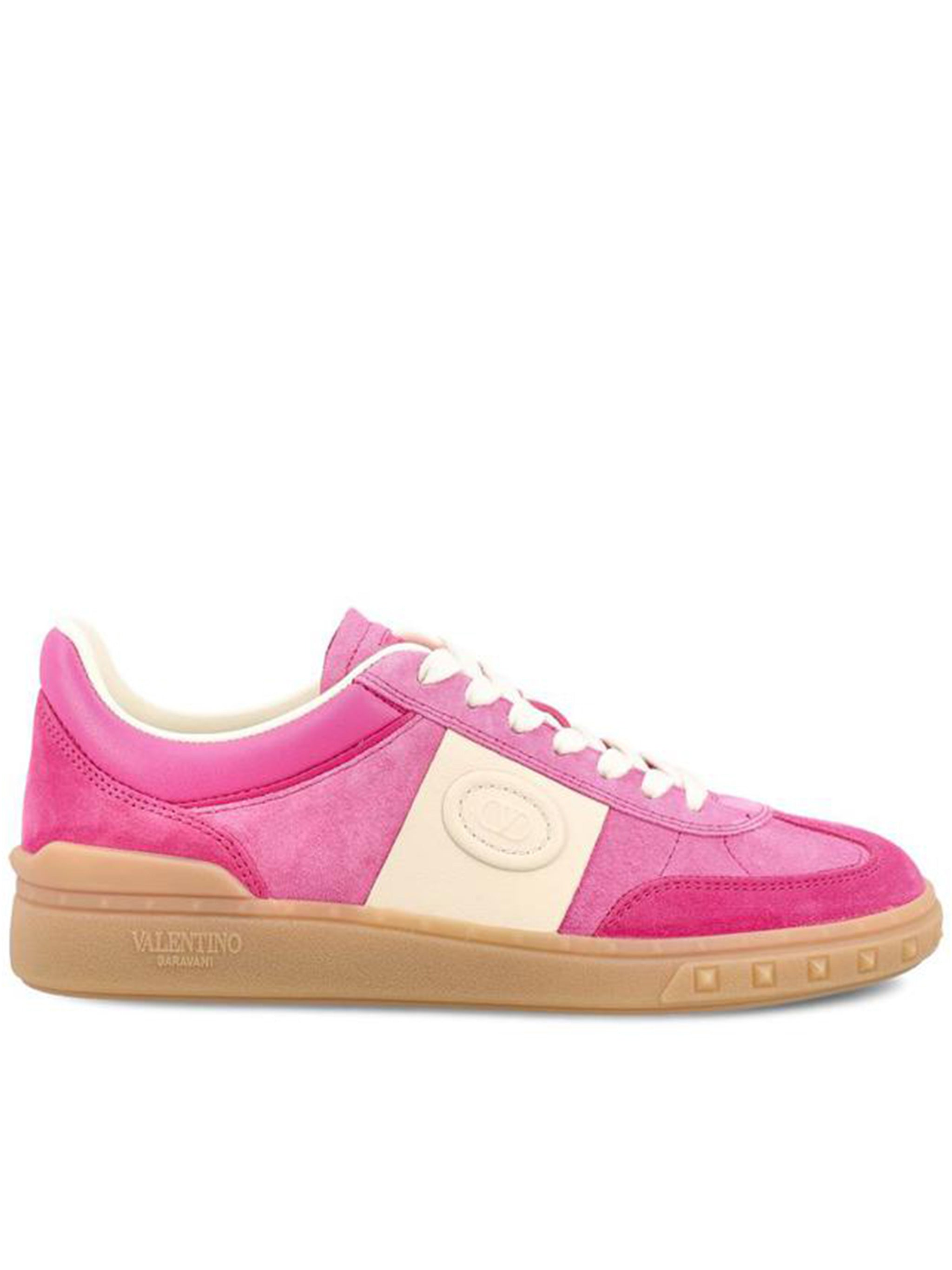 Pink Upvillage Suede Studded Low-Top Sneakers