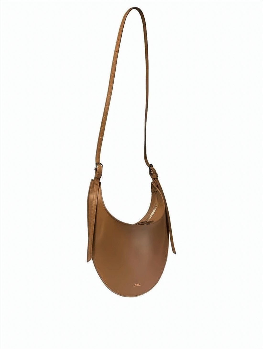 Crescent-Shaped Cow Leather Shoulder Bag