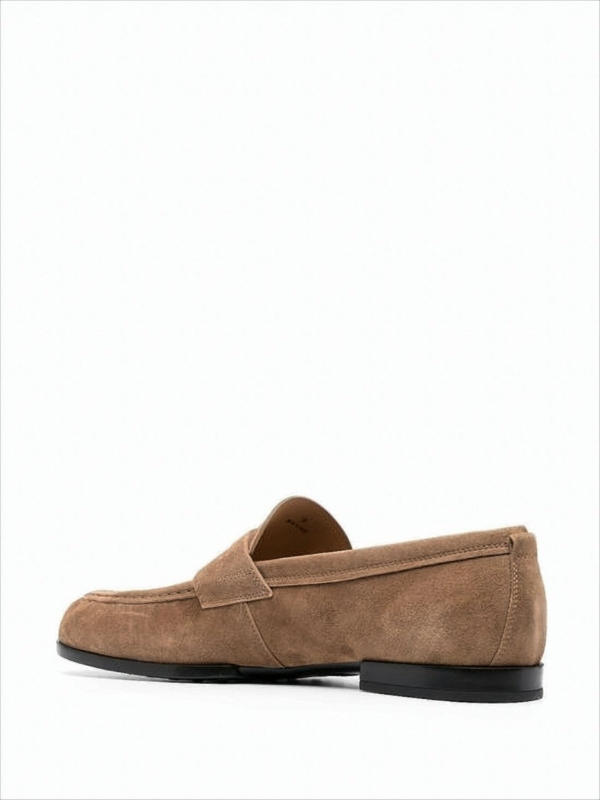 Smooth Suede Loafers with Rounded Toe and Subtle Strap