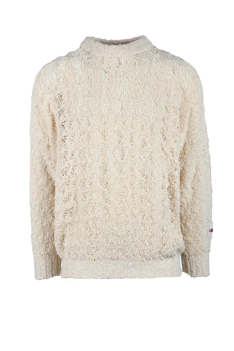 Textured Cable Knit Cotton Sweater
