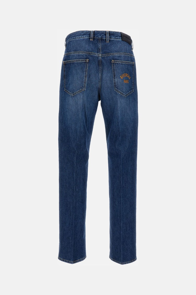 Straight-Leg Denim Jeans With Embroidered Logo