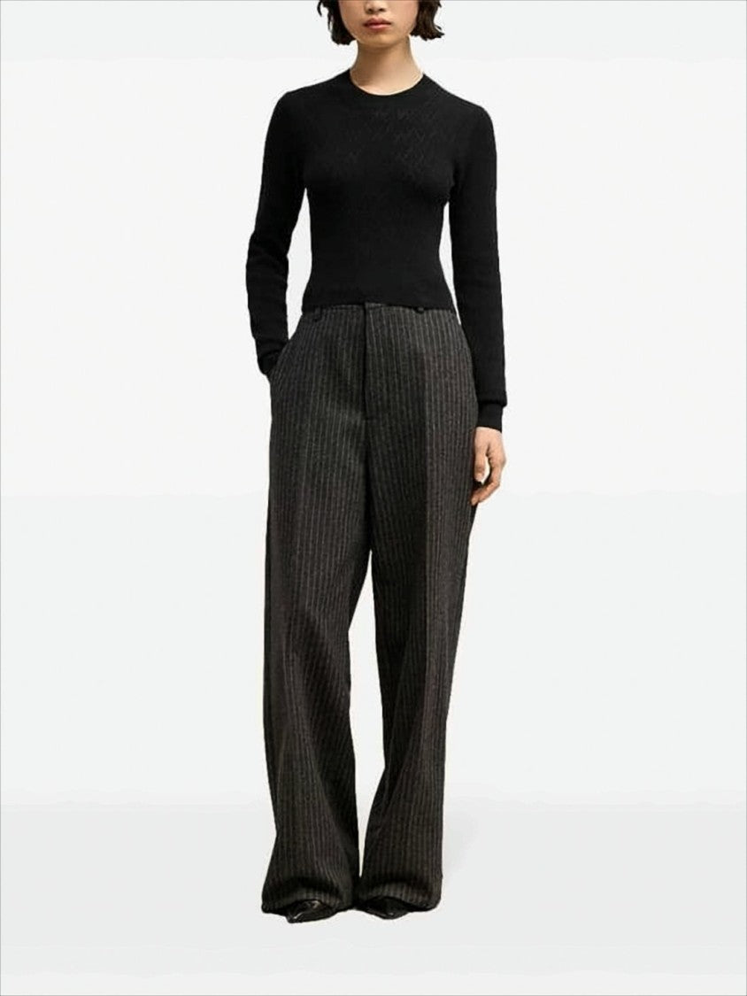 Textured Knit Sweater With Classic Crew Neckline