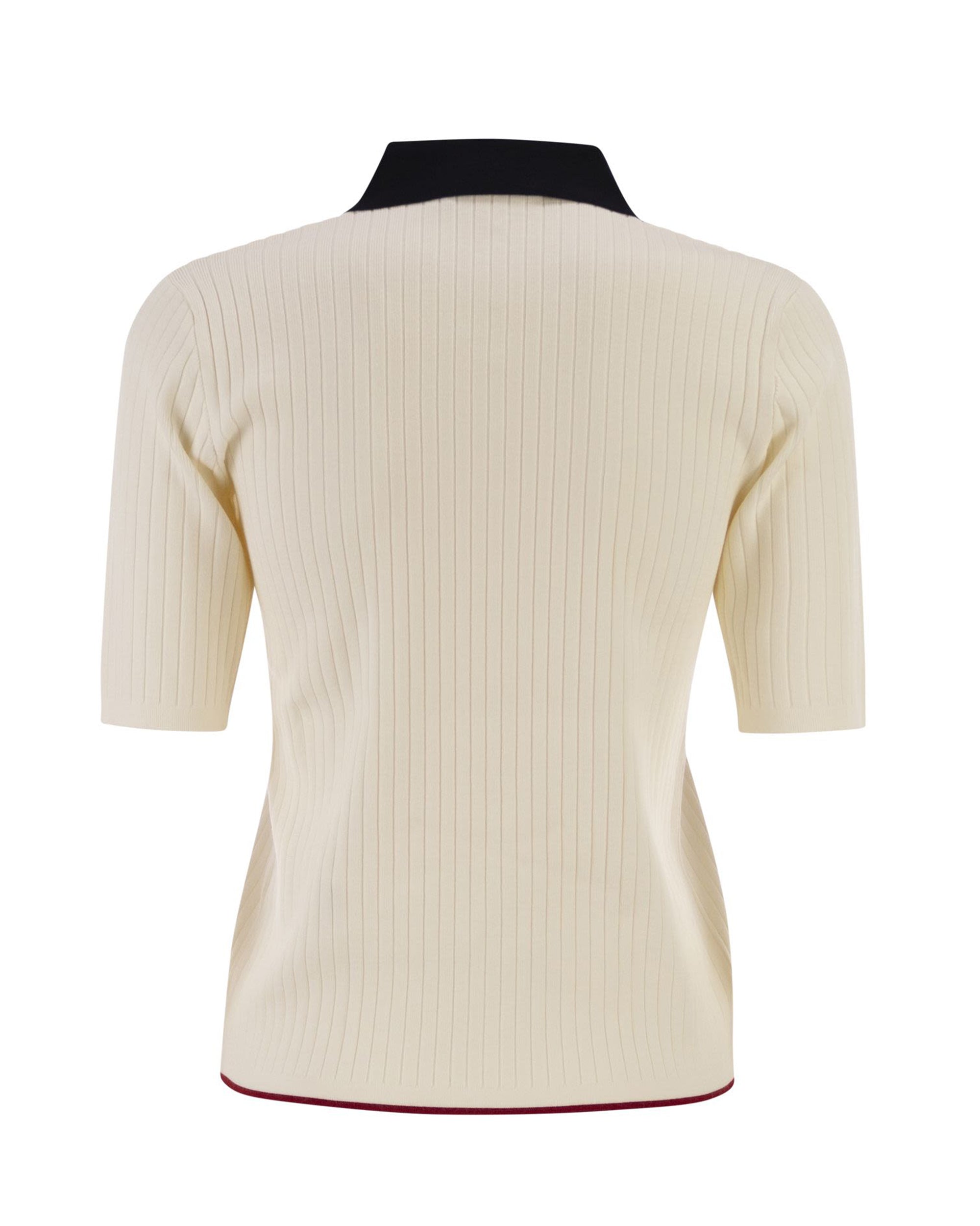 White And Blue Knit Polo Shirt