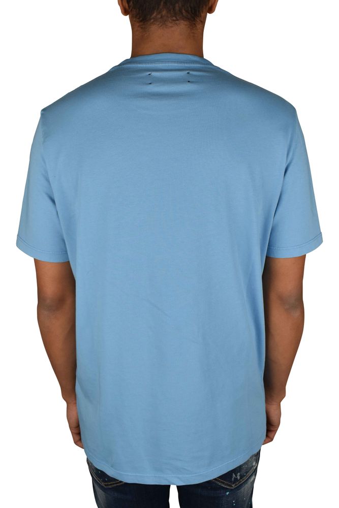 Light Blue Cotton T-Shirt With Graphic Prints