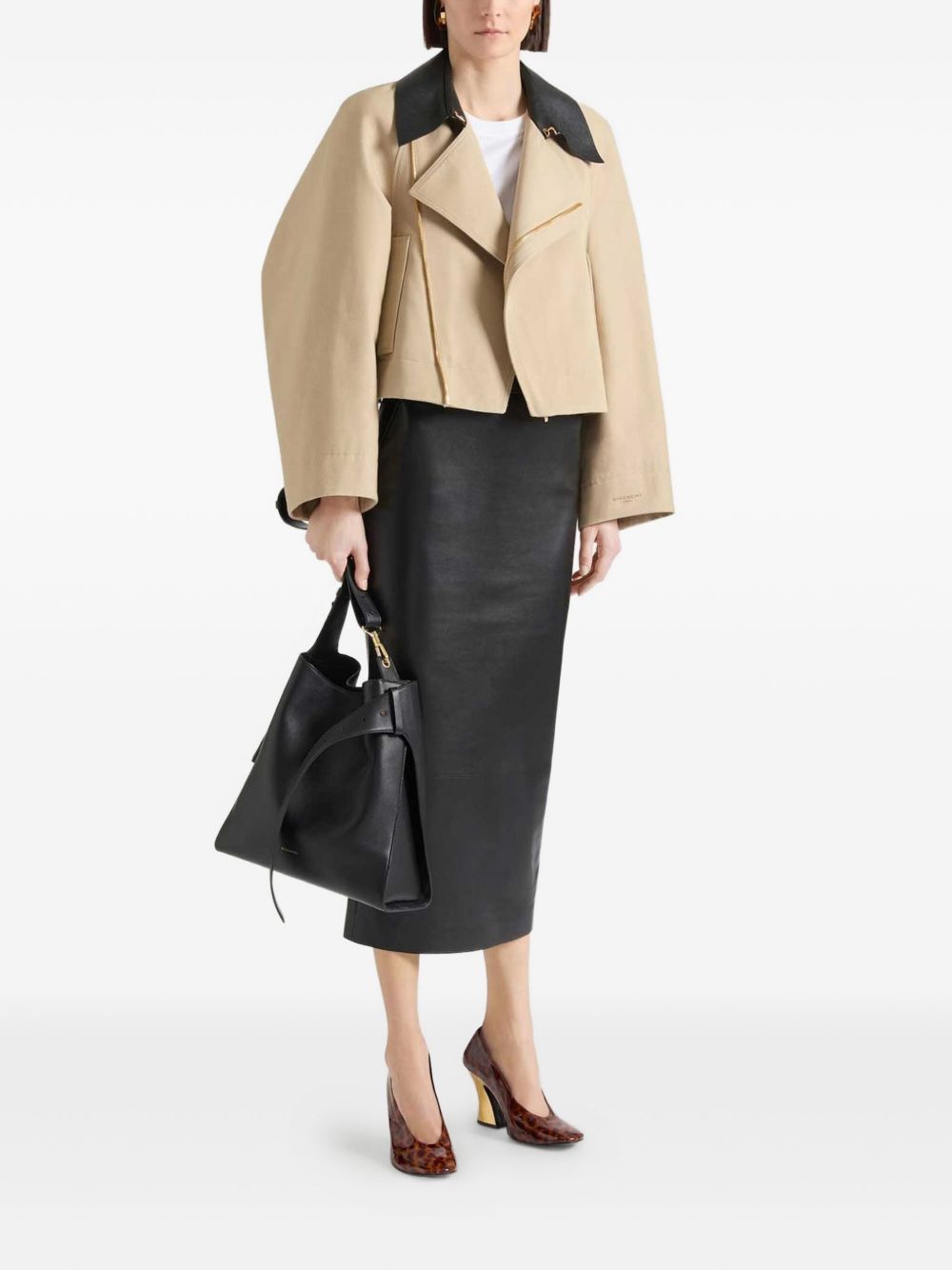 Cropped Two-Tone Coat