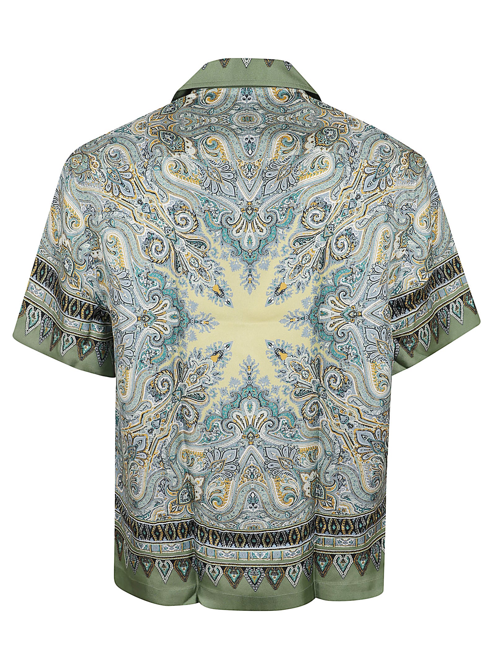 Short-Sleeved Silk Shirt with Paisley Pattern