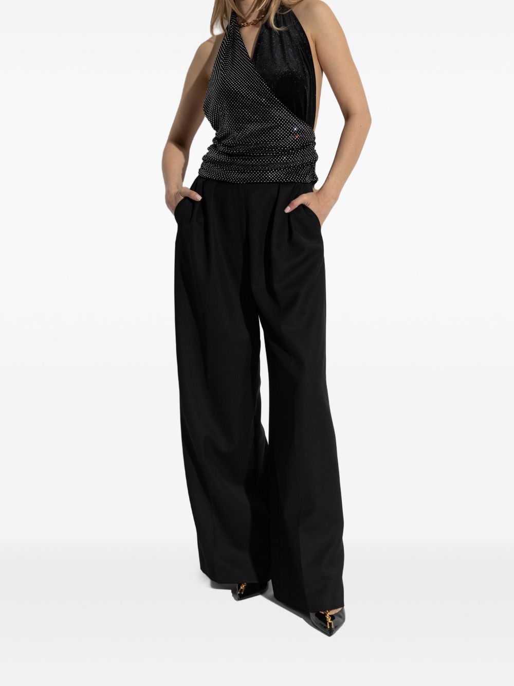 Halterneck Wrap Top with Crystal Embellishments