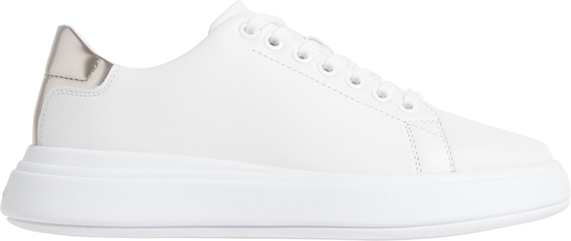 White Leather Shoes With Metallic Accents