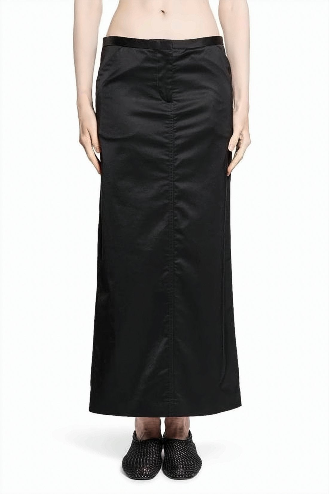 Long Black Skirt with Straight Silhouette
