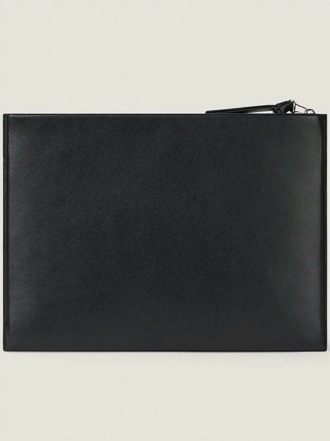 Rectangular Calfskin Leather Clutch with Subtle Embossed Branding