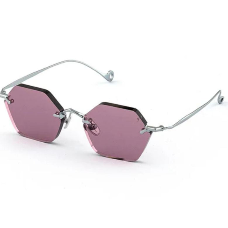 Carnaby C.1-55 Hexagonal Rimless Sunglasses with Silver Metal Accents