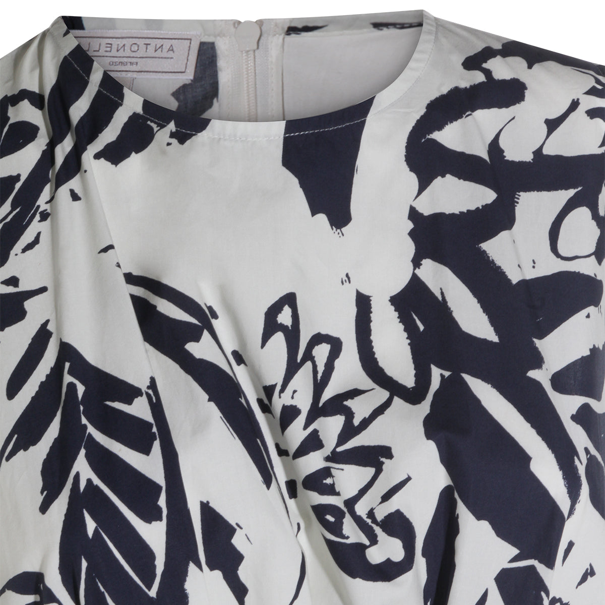 Flowing Midi-Length Dress With Abstract Leaf Pattern