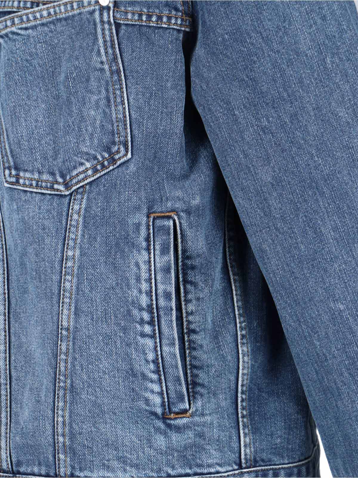Blue Contrast Corduroy Collar Denim Jacket