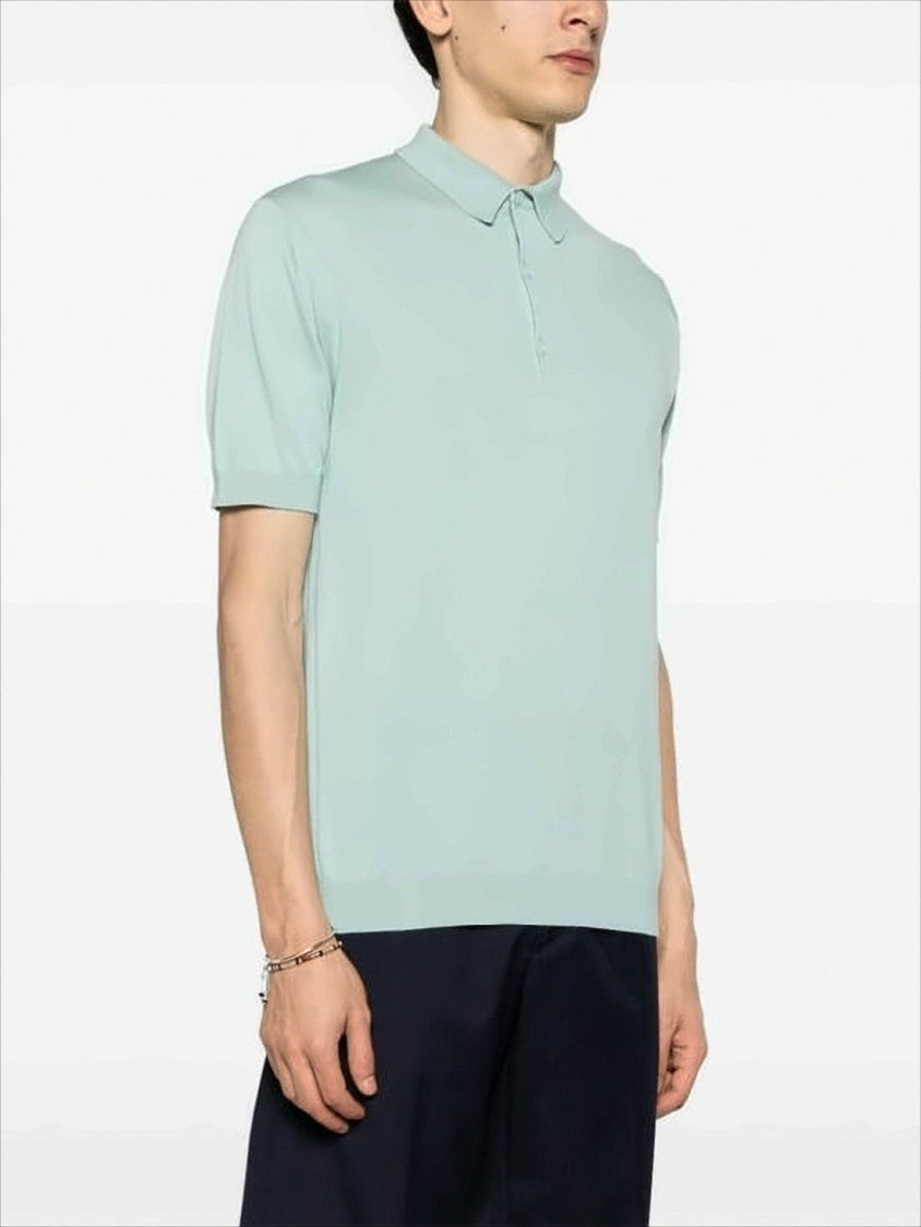 Short-Sleeved Polo Shirt With Classic Collar And Ribbed Cuffs