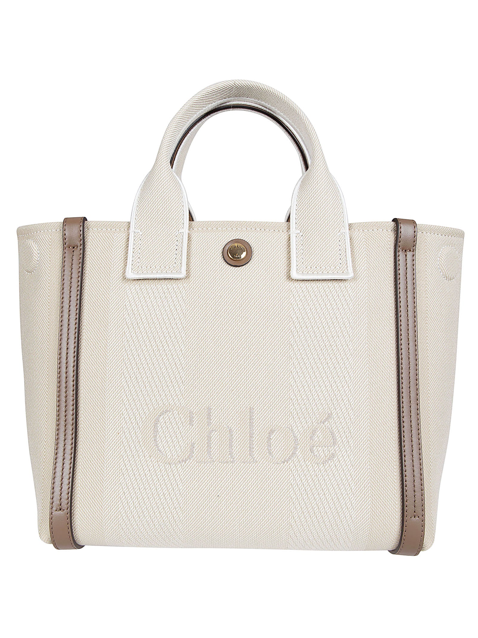 Small Structured Carry Bag with Contrasting Leather Bands
