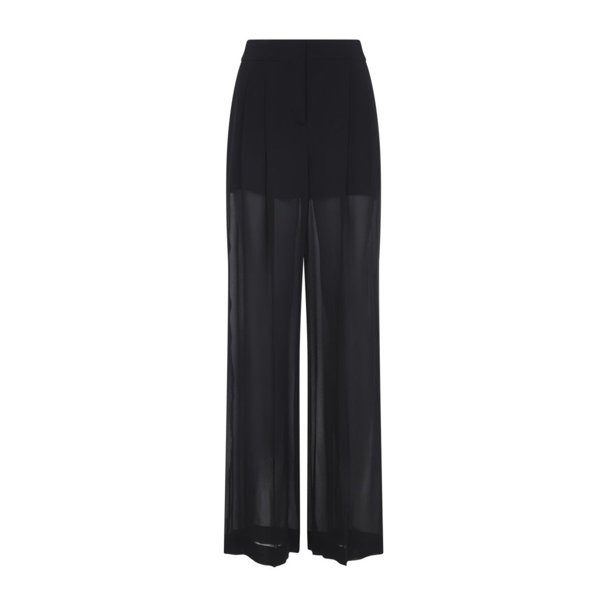 High-Waisted Silk Pants With Sheer Overlay