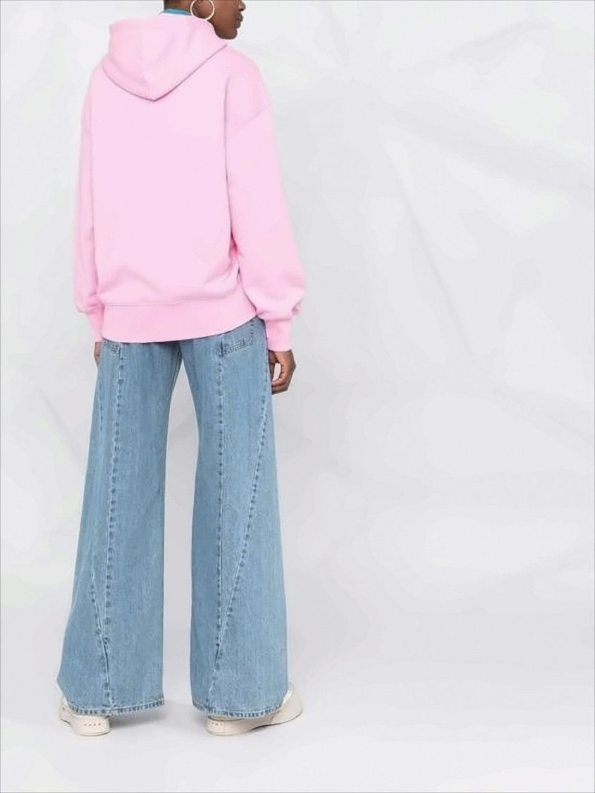 Pastel Pink Relaxed-Fit Hoodie with Logo Print