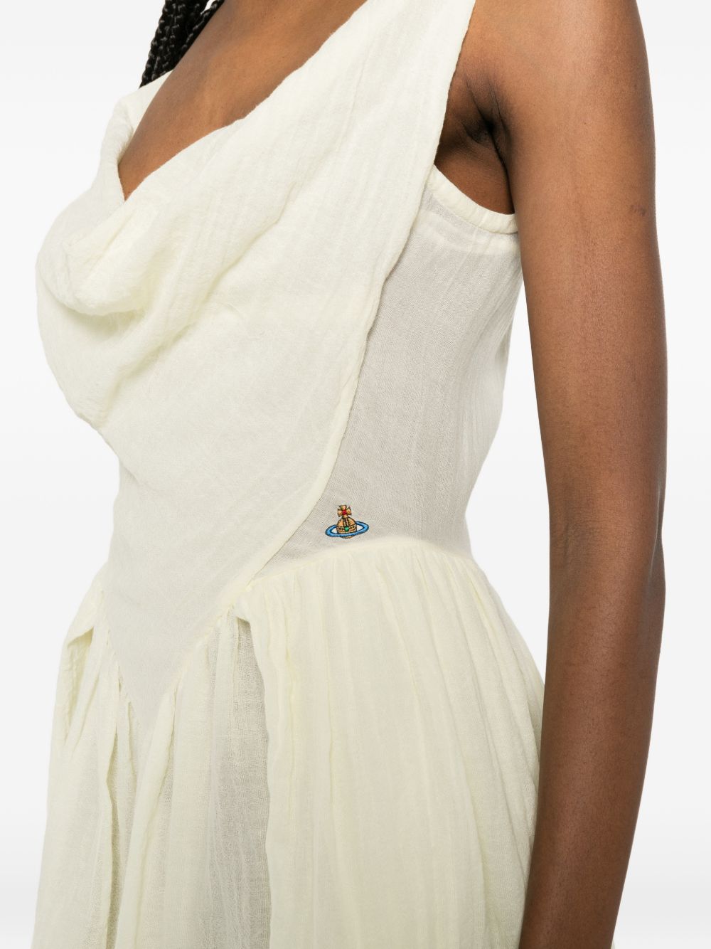 Yellowish White Orb Logo Sleeveless Dress