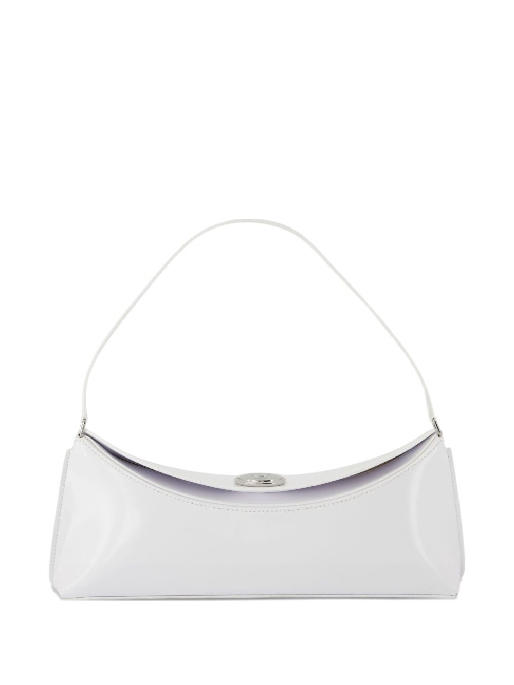 Curved Handbag in Glossy Patent Leather
