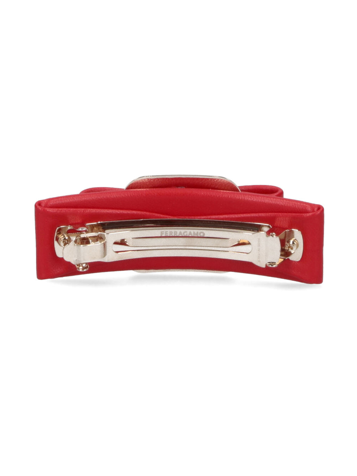 Structured Bow Hair Clip in Red Calf Leather
