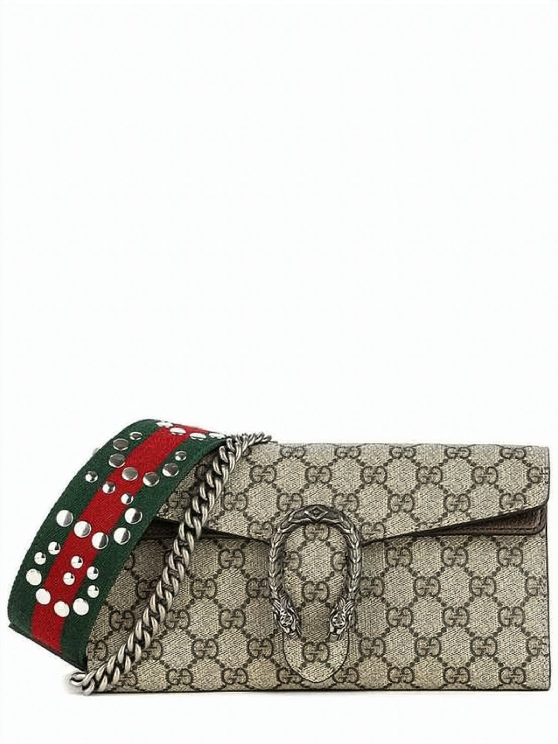 Signature Logo Pattern Clutch with Snake Head Closure