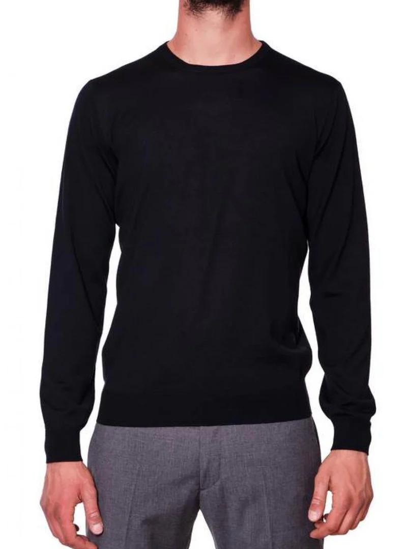 Navy Blue Merino Crewneck Sweater