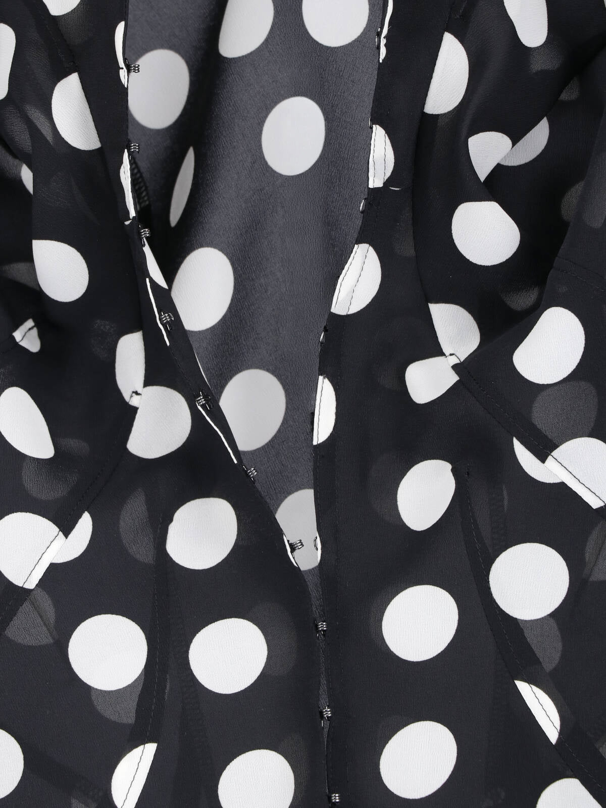 Black Polka Dot Fitted V-Neck Shirt
