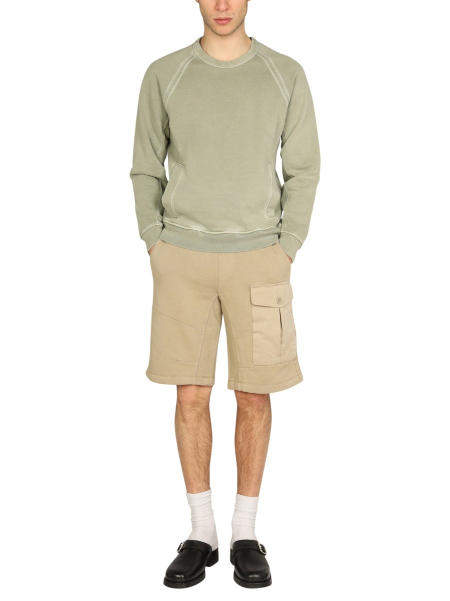 Cross-Neck Sweatshirt With Ribbed Details
